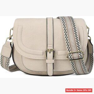 Small Vegan Leather Crossbody Bag Saddle Purse Adjustable Strap